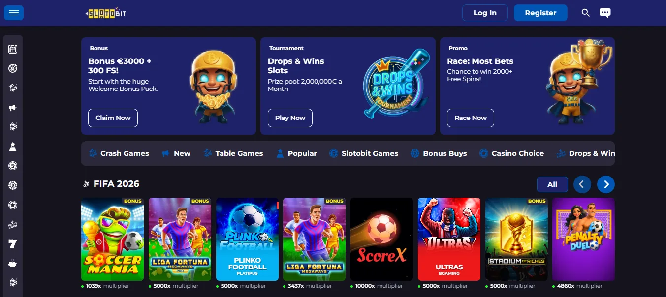 Screenshot of SolotoBit Casino's homepage