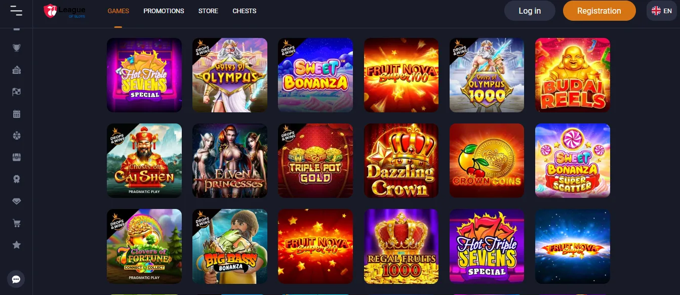 Screenshot of League of Slots's games lobby