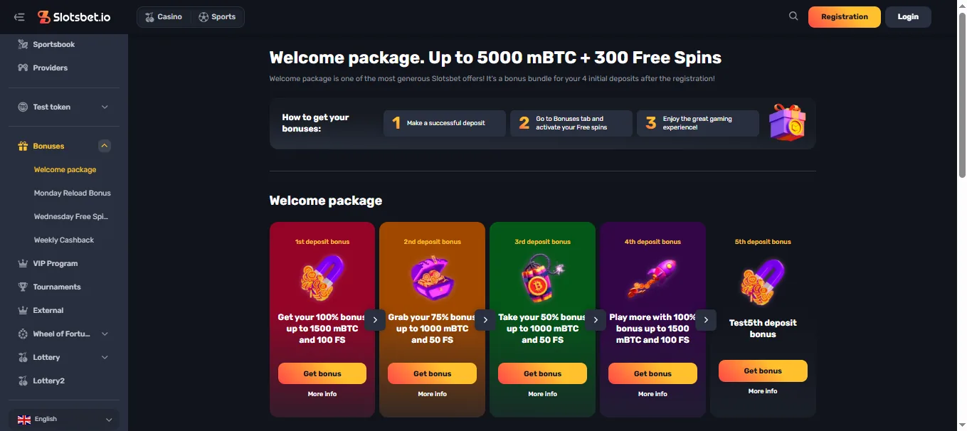 Screenshot of SlotsBet's welcome bonus offer