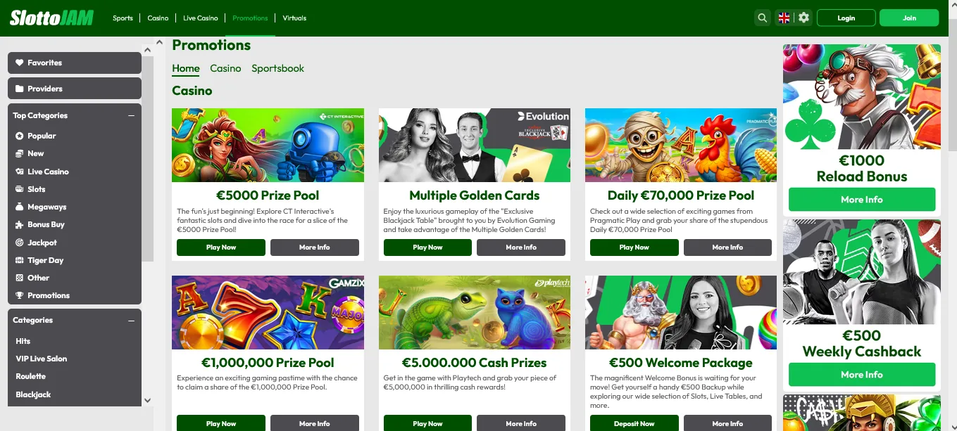 Screenshot of SlottoJAM's welcome bonus offer
