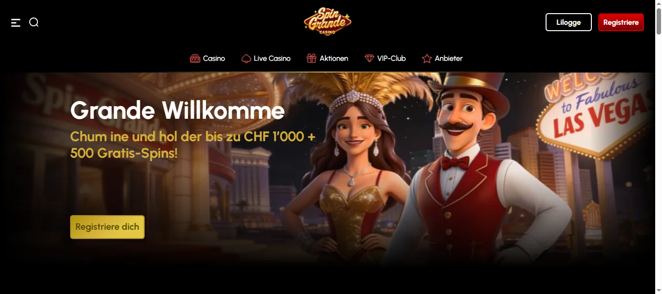 Screenshot of Spin Grande's homepage