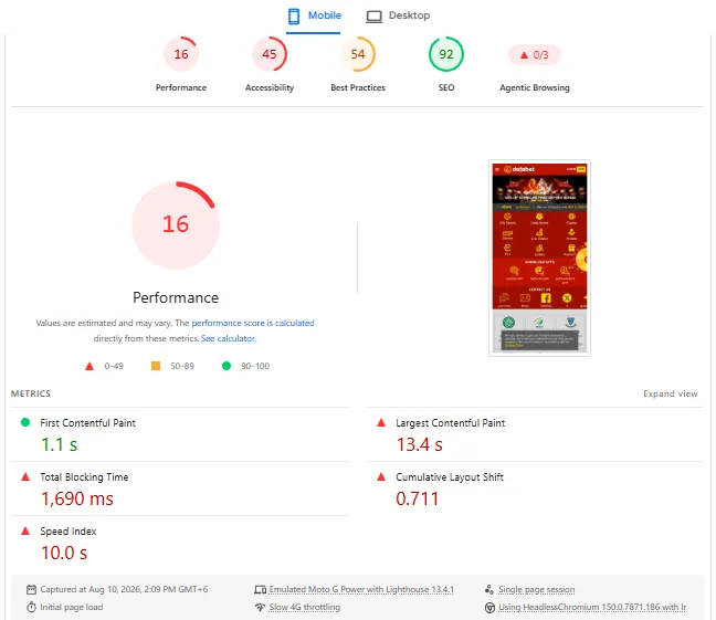 Screenshot of Sport Dafa's mobile site