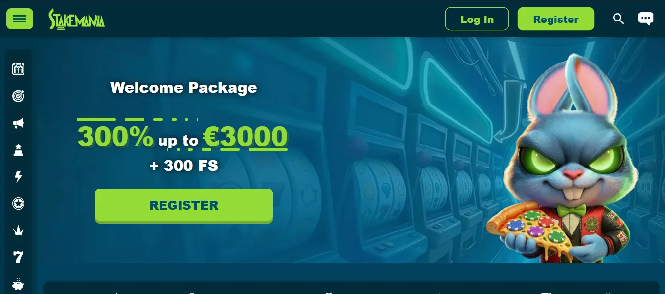 Screenshot of StakeMania's homepage