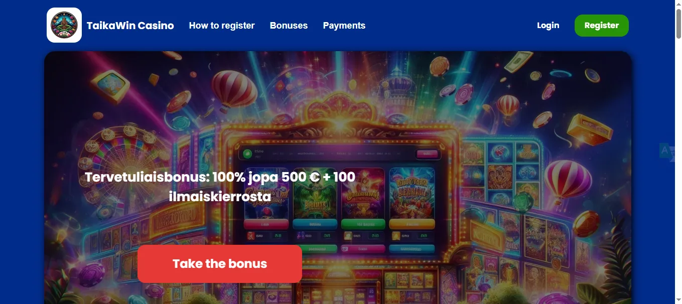 Screenshot of Taika win's homepage