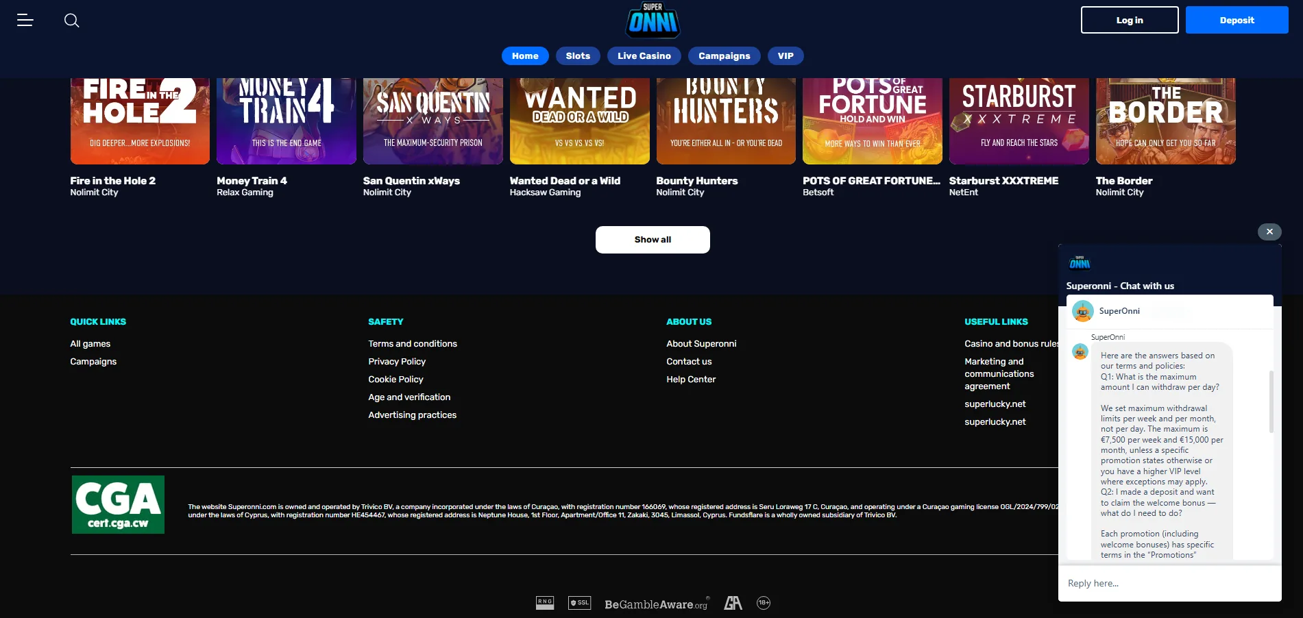 Screenshot of Taika win's live chat support window