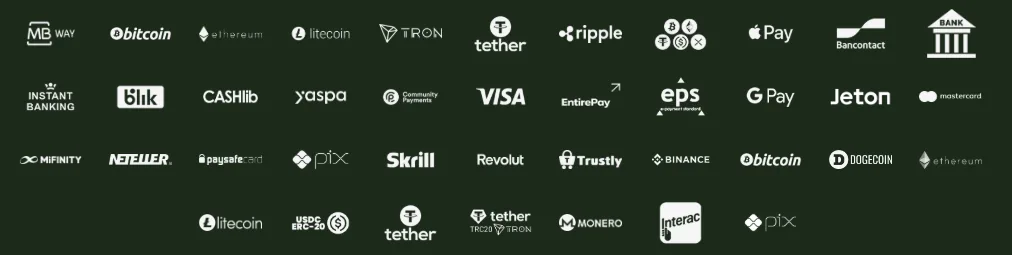 Screenshot of Thor Casino's cashier and payment methods