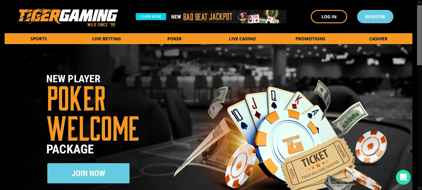 Screenshot of TigerGaming's homepage