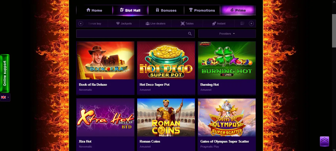 Screenshot of Azino777's games lobby