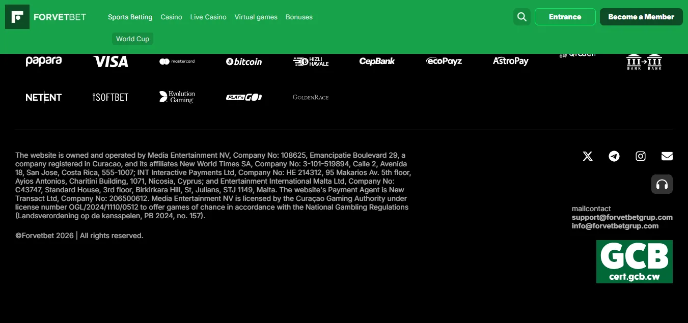 Screenshot of Tornadobahis's footer licence and regulator details