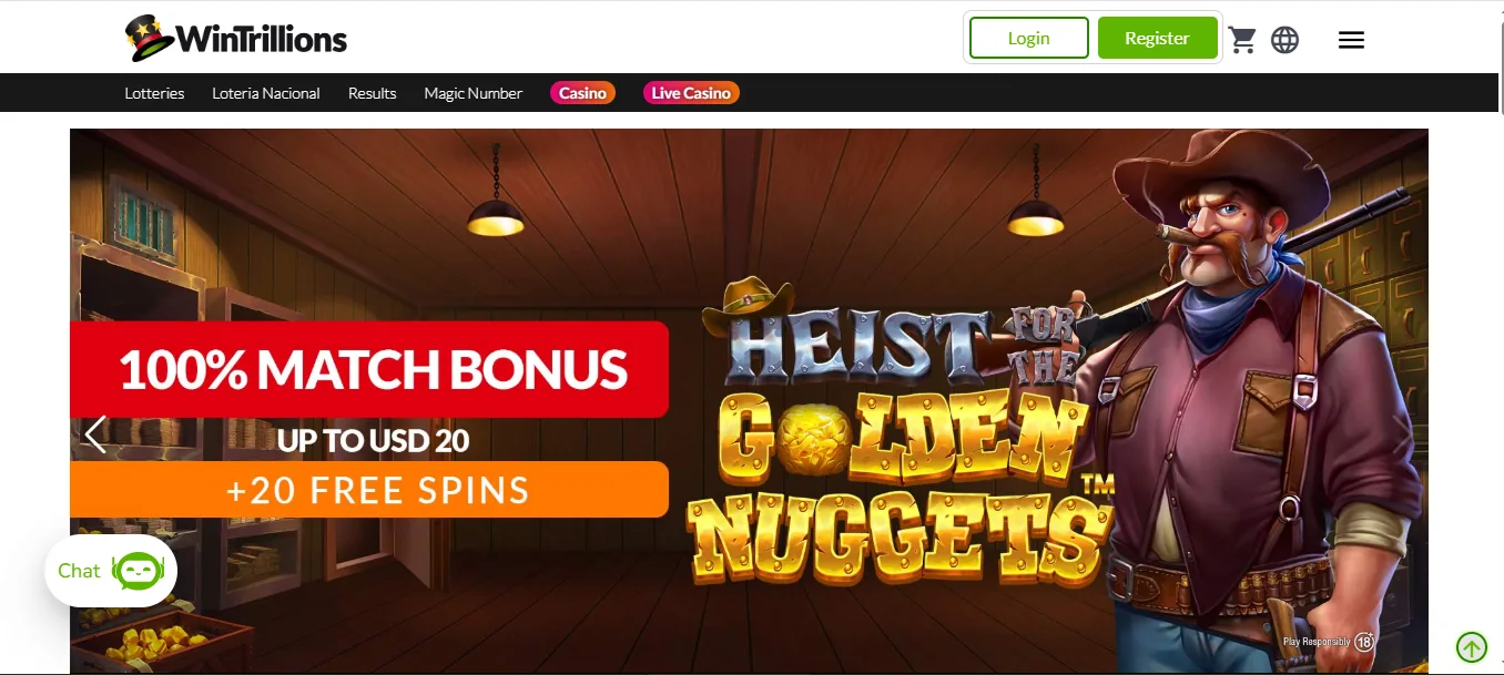 Screenshot of Trilion Ario Casino's homepage