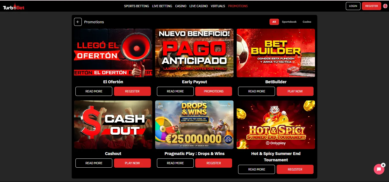 Screenshot of Turbobet's welcome bonus offer