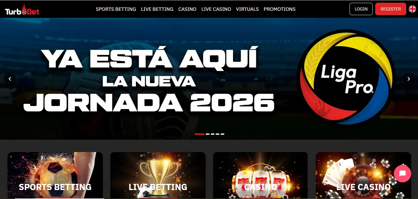 Screenshot of Turbobet's homepage