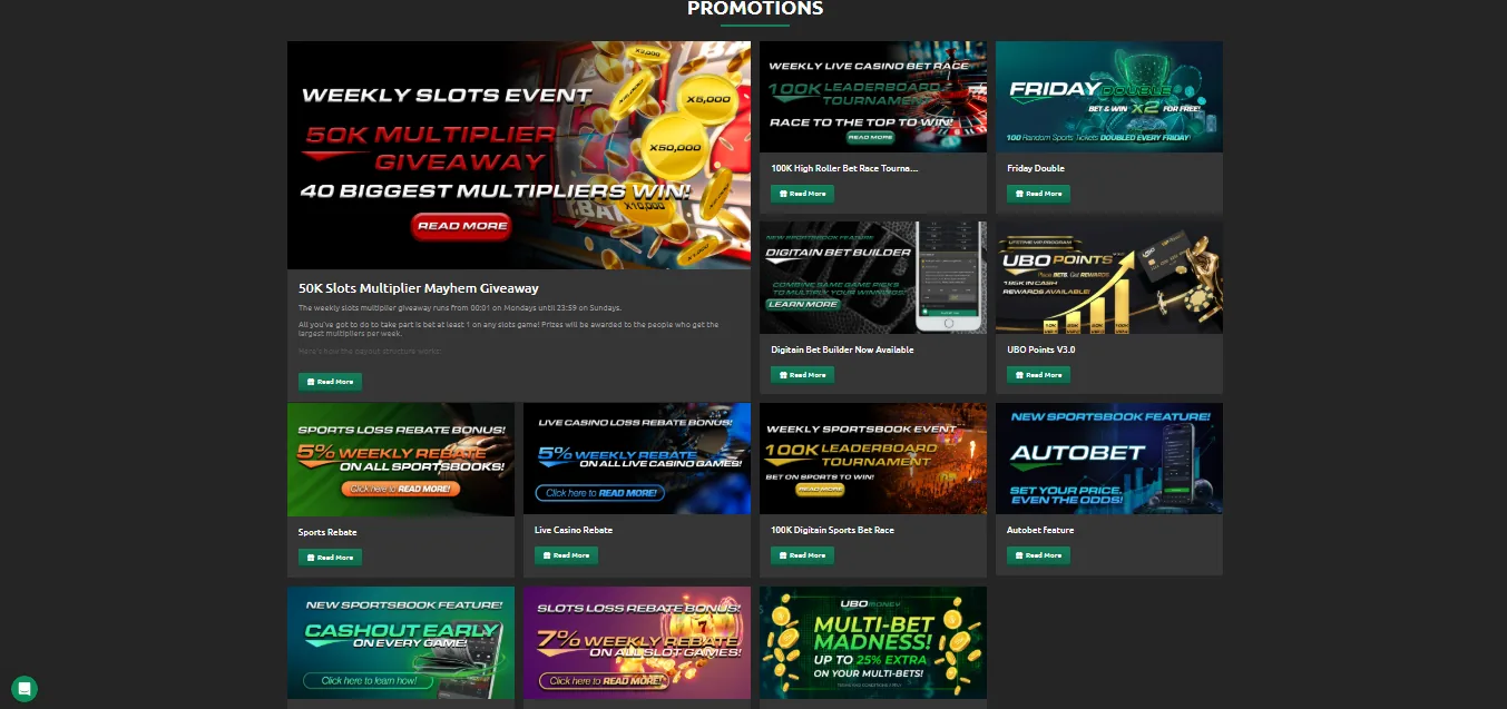 Screenshot of UBOmoney's welcome bonus offer