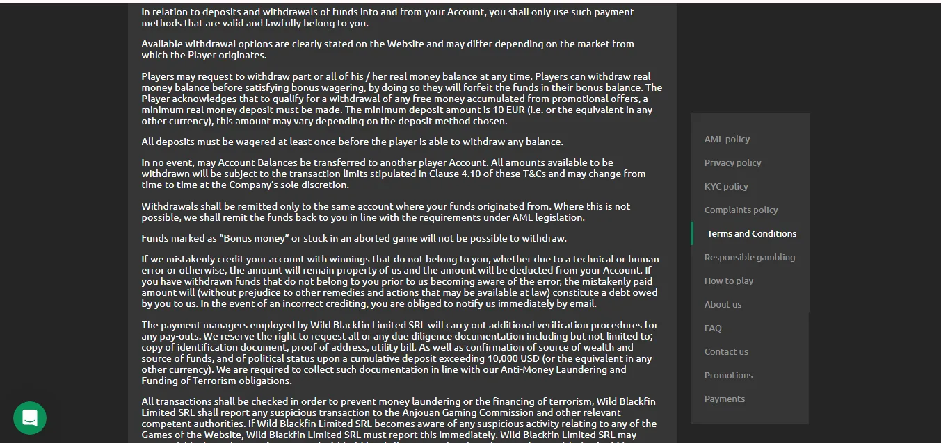 Screenshot of UBOmoney's bonus terms and wagering requirements