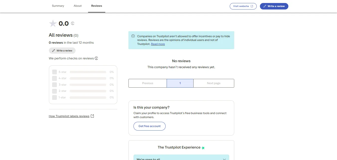Screenshot of UBOmoney's negative Trustpilot review