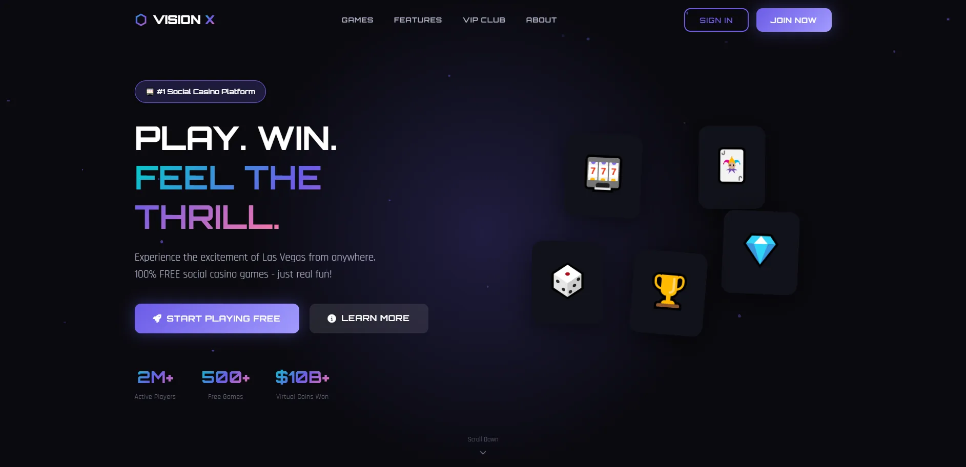 Screenshot of Visionx Games's homepage