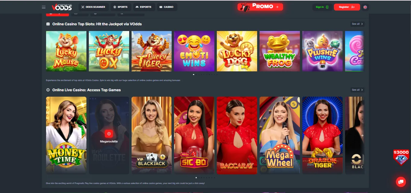 Screenshot of Vodds's games lobby