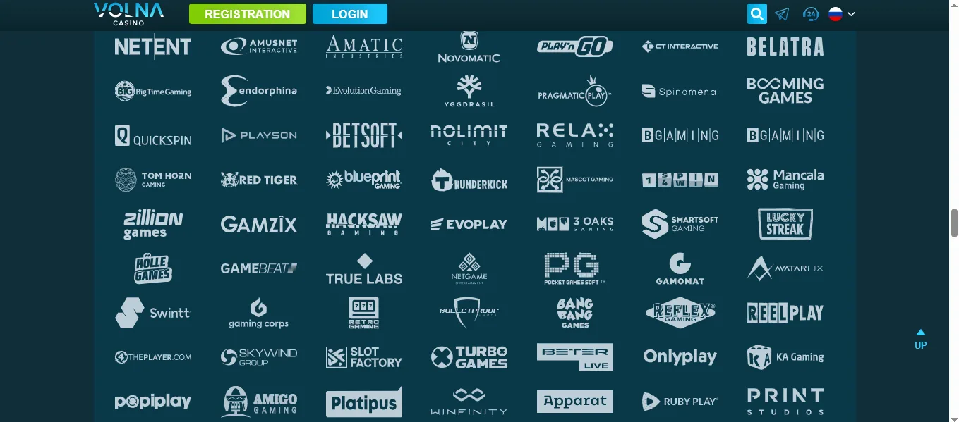 Screenshot of Volna Casino's cashier and payment methods
