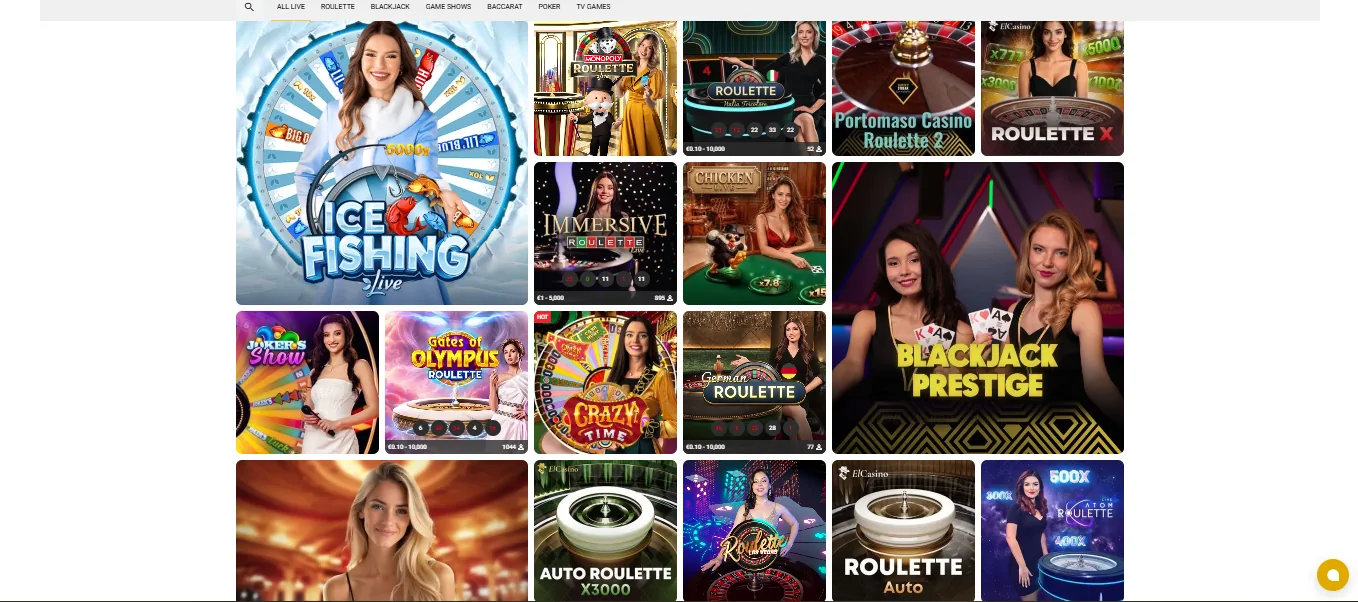 Screenshot of WikiLuck's games lobby