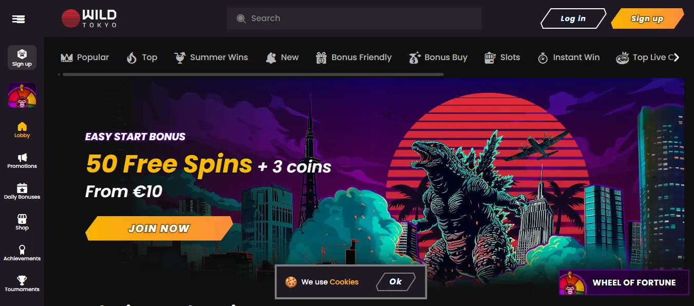 Screenshot of Wild Tokyo's homepage