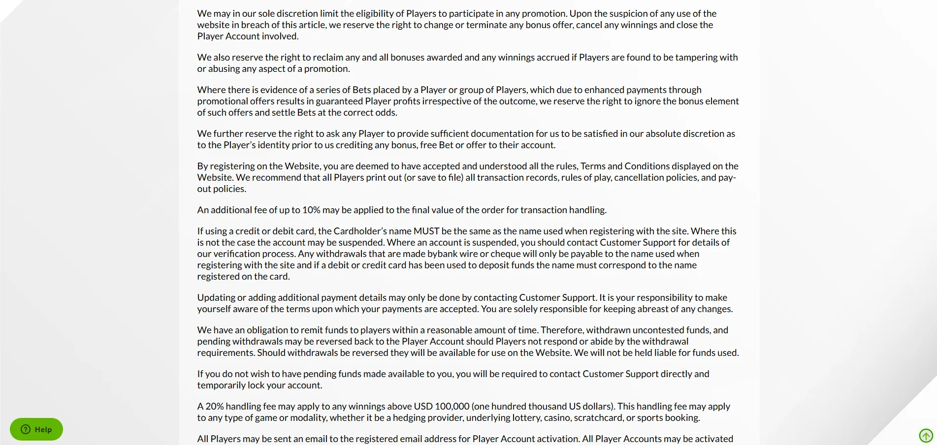 Screenshot of Win Trillions's bonus terms and wagering requirements