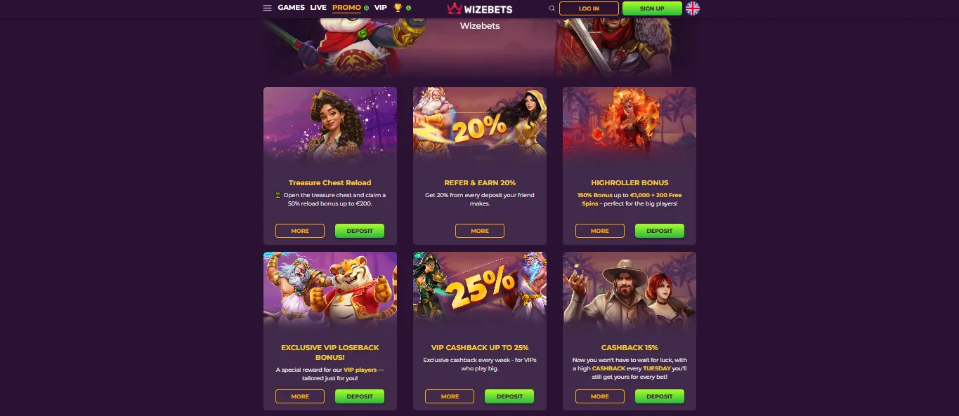 Screenshot of Wizebets's welcome bonus offer