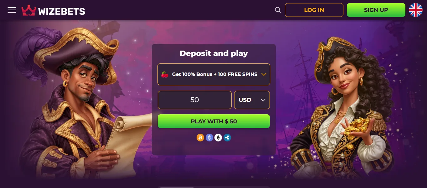 Screenshot of Wizebets's homepage