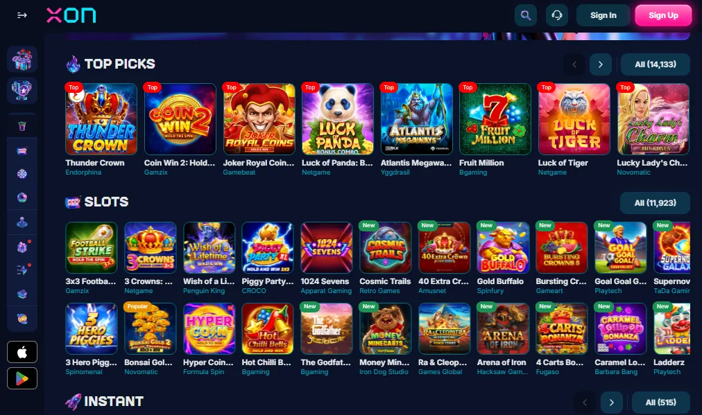 Screenshot of XON's games lobby