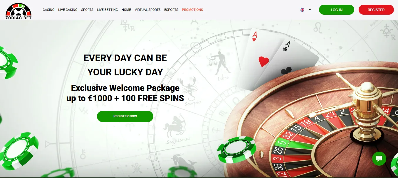 Screenshot of Zodiacbet's homepage