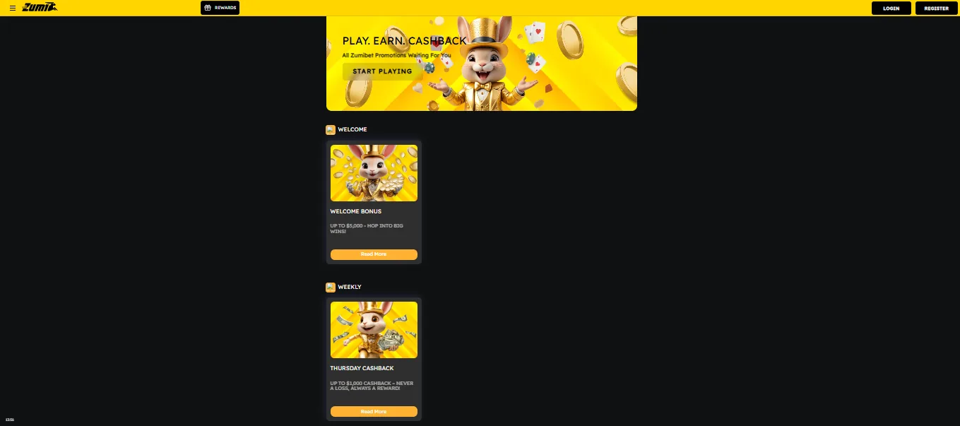 Screenshot of Zumibet's welcome bonus offer