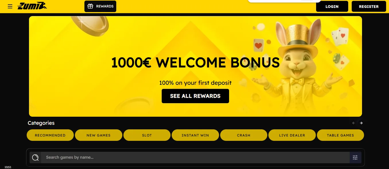 Screenshot of Zumibet's homepage
